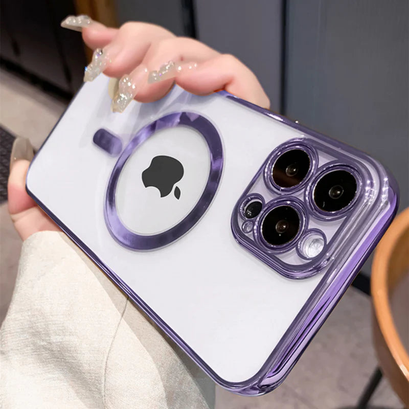 Luxury Plating Clear Magnetic for Magsafe Wireless Charge Case for Iphone 14 13 12 11 Pro Max X XR XS 8 plus Soft Silicone Cover